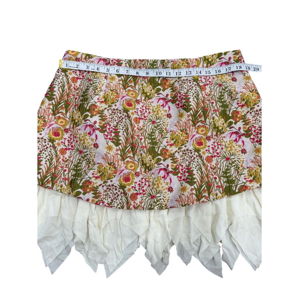 Mare Mare Anthropologie Womens XL Floral Mini Skirt With Ruffle Hem Fairly NEW - Picture 5 of 7